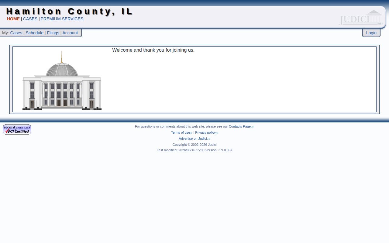 Hamilton County Judici court case search landing page
