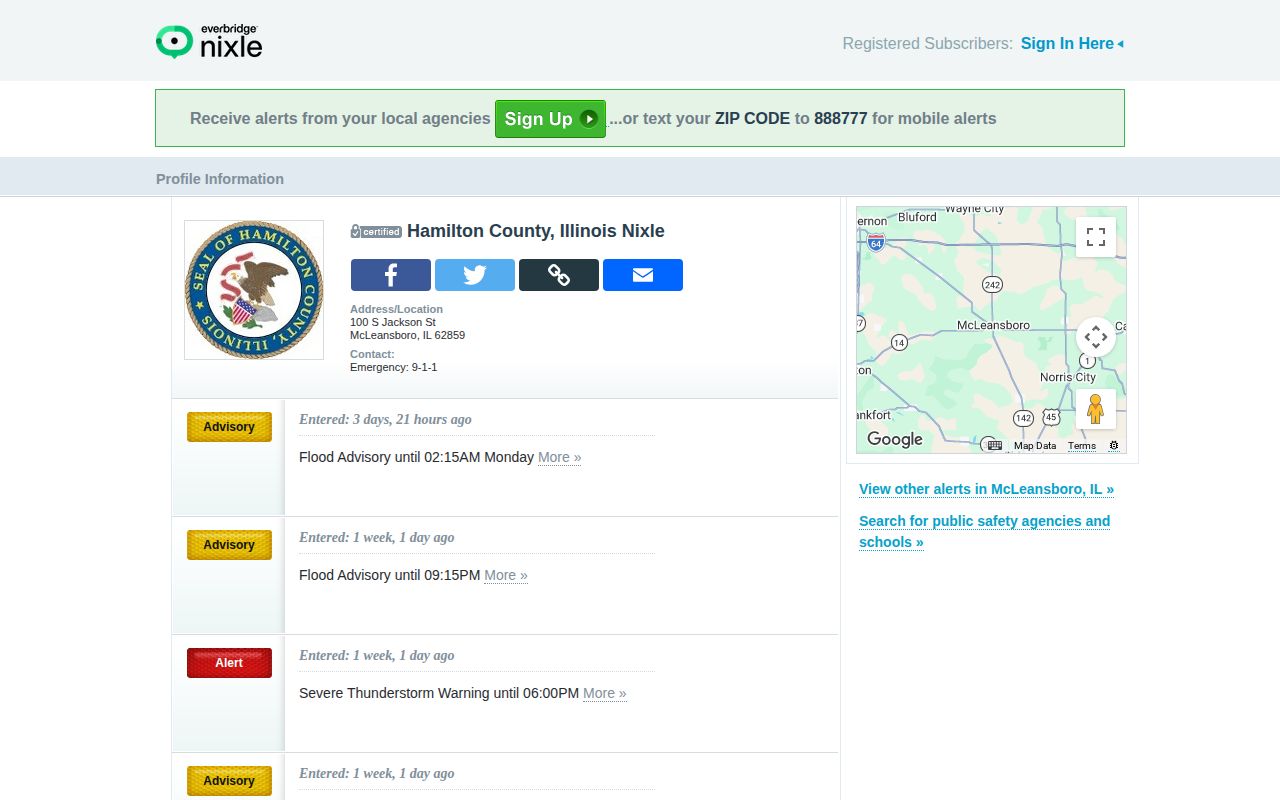 Hamilton County Nixle official alert channel